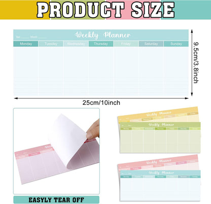 Geyee 120 Sheets Weekly Planner Notepad Tear off Weekly Calendar Pad to Do List Sticky Notepad Desk Schedule Planner for Student Habit Tracker Reminder Office School