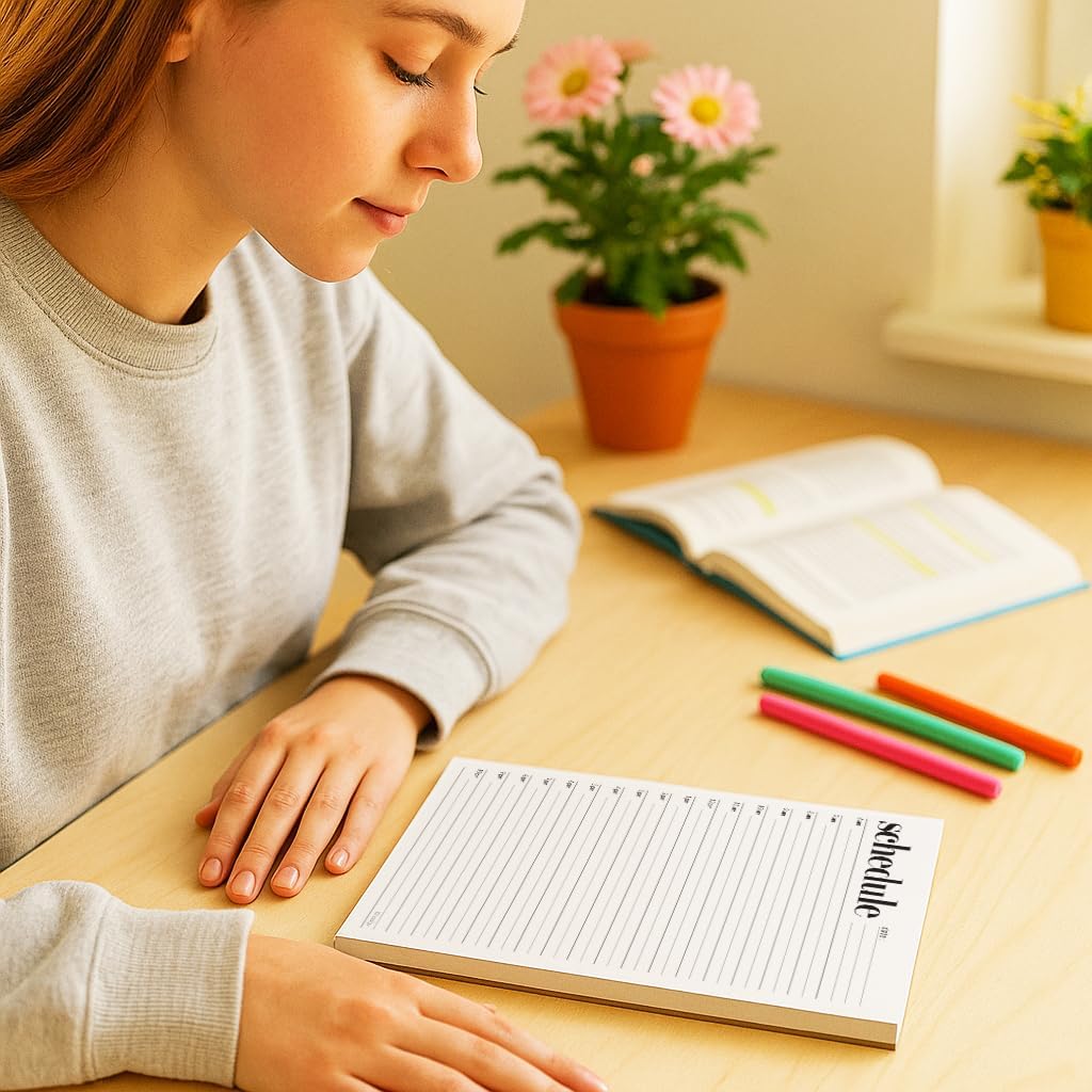 Daily Planner Notepad, Daily Schedule Pad, Tear-Off, A5 Size (5.8" x 8.3") To Do List Notepad, Productivity Planner for Work and Study, Premium Thick Paper with Cardboard Back Support by Hadigu.