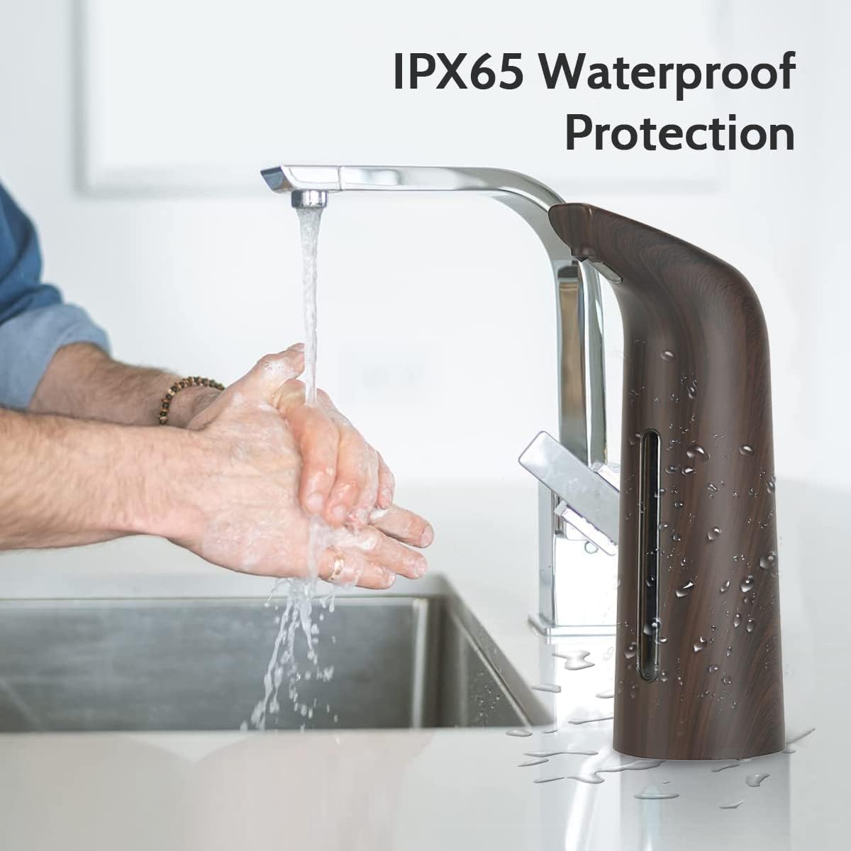 Automatic Soap Dispenser Touchless,400ml Touchless Liquid Soap Dispenser,Hands-Free Dish Soap Dispenser, IPX6 Waterproof Sensor, Auto Liquid Soap Dispenser for Bathroom Kitchen Hotel (Brown)