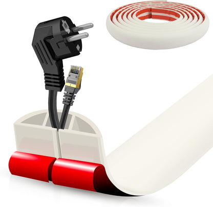 Floor Cord Cover Self Adhesive Cord Hider,10FT Cable Management, Extension Strip Protector for Wires, Prevent Cable Trips for Offices, Gyms, Exhibitions Cavity 0.39"(W) x 0.27"(H) BrownWood