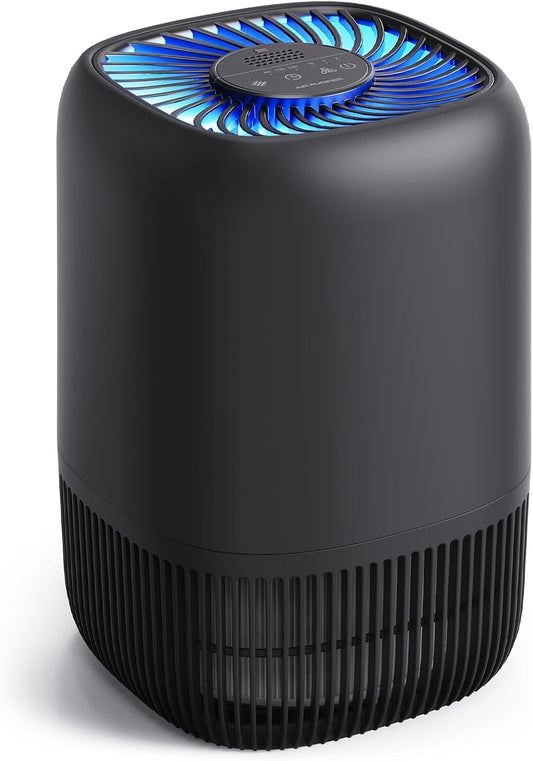 Air Purifiers for Home with High Efficiency Filter Up to 1076 Ft² for Pet Hair, Odors, Pollen, Smoke, Compact Air Cleaner with 3 Speeds, Timer, Aroma Quiet 360°Intake Filter, White