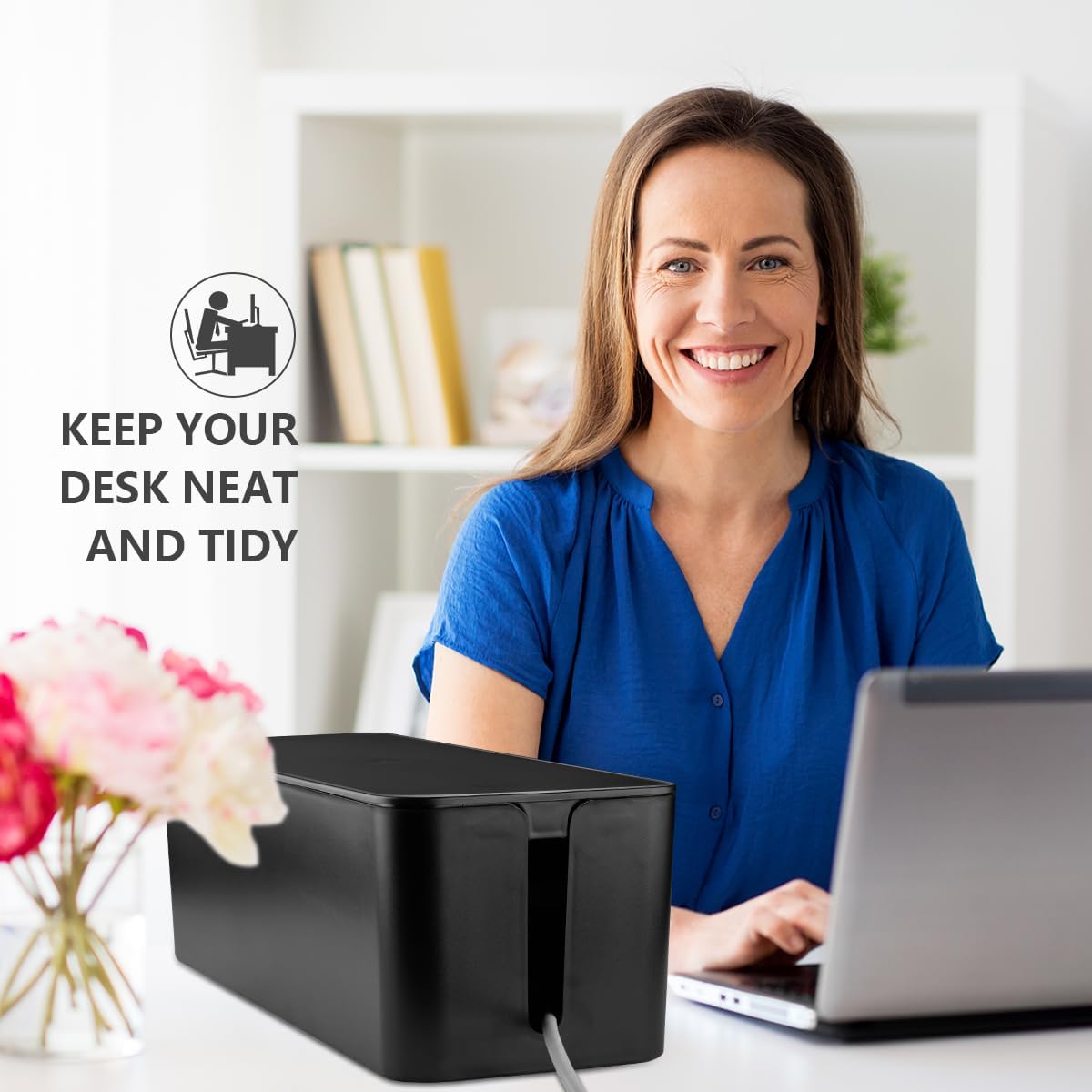 Tuwechen Cable Management Box, Large Cable Organizer Box to Hide Wires
