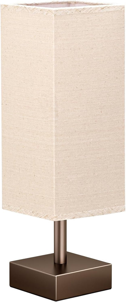 aooshine Small Table Lamp for Bedroom - Bedside Lamps for Nightstand, Minimalist Night Stand Light Lamp with Square Fabric Shade, Desk Reading Lamp for Kids Room Living Room Office Dorm