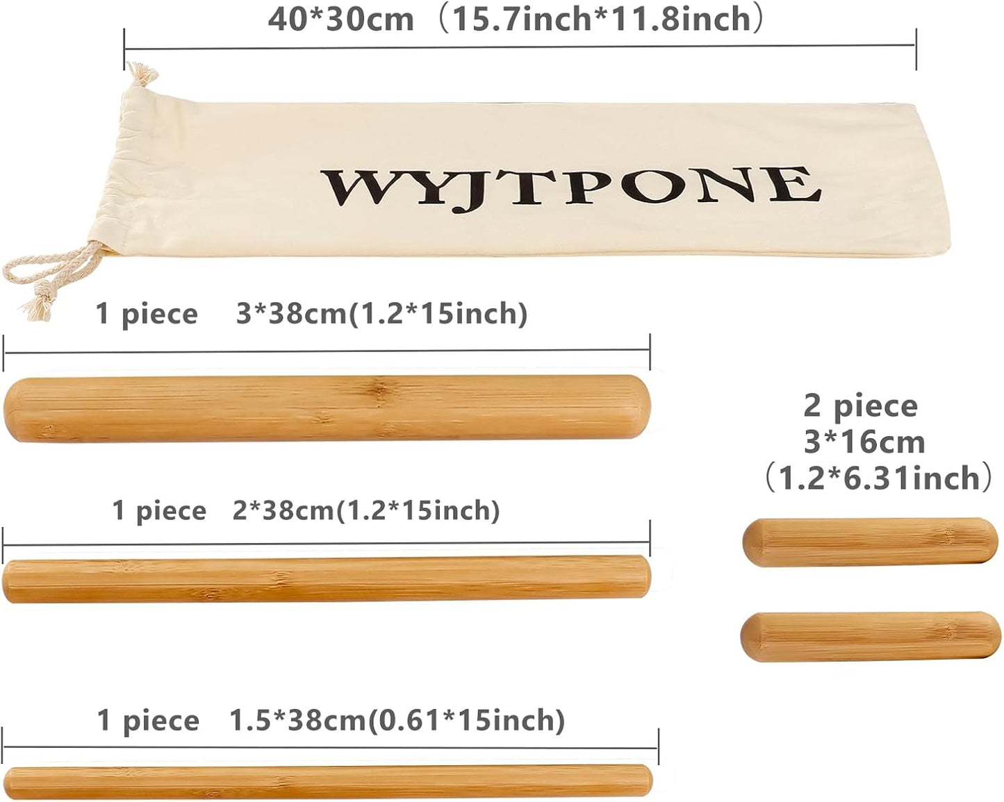 5Pcs Bamboo Massage Sticks Set, Guasha Massage Sticks,Bamboo Massage Roller Sticks for Relax Muscles & Body Shaping