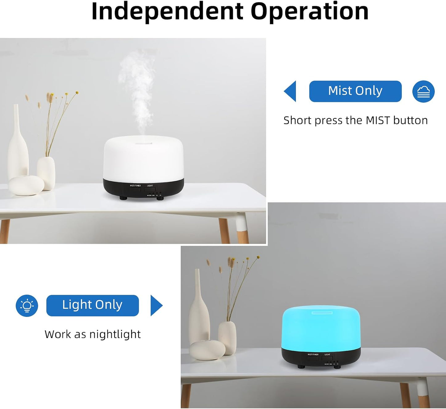 SPLITSKY Aromatherapy Essential Oil Home Diffuser with Remote Control, 300ML Large Room Cool Mist Air Humidifier, 8 Hours Quiet Operation, Timer, 7 Colors LED Night Night，Suitable Home,Yoga.