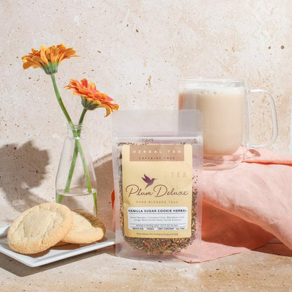 Loose Leaf Tea Sampler – 5 Caffeinated Blends Including Creme Brulee Earl Grey, Peach Oolong, Citrus Mint, Pecan and Floral Black – 75 to 100 Cups – Handcrafted in USA – Plum Deluxe