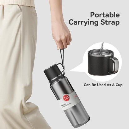 Stainless Steel Insulated Tea Infuser Bottle, Vacuum Insulated Water Bottle, Tea Tumbler with Separate Tea Compartment, 24-Hrs Insulation Commute Travel (White,32oz/1000ml)