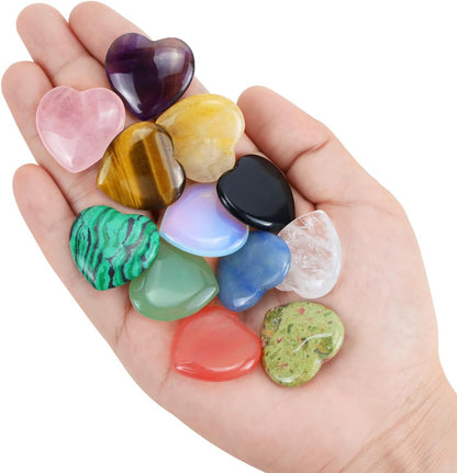 DUQGUHO Worry Stones for Anxiety, Meditation Reiki Relax Thumb Worry Stones, Crystals and Healing Stones Bulk 12PCS, Stress Relief Gifts for Women