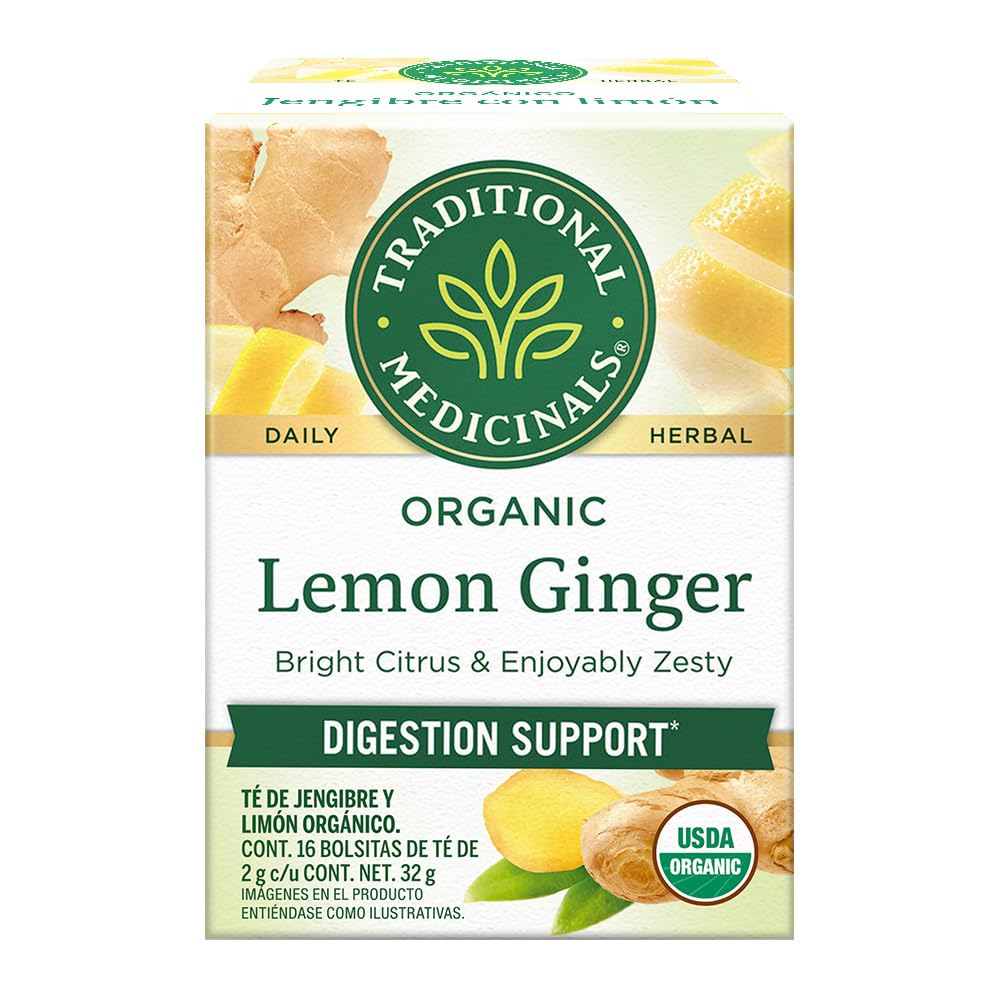 Traditional Medicinals Organic Lemon Ginger Tea, 1.13 Oz, 16 Count (Pack of 2)