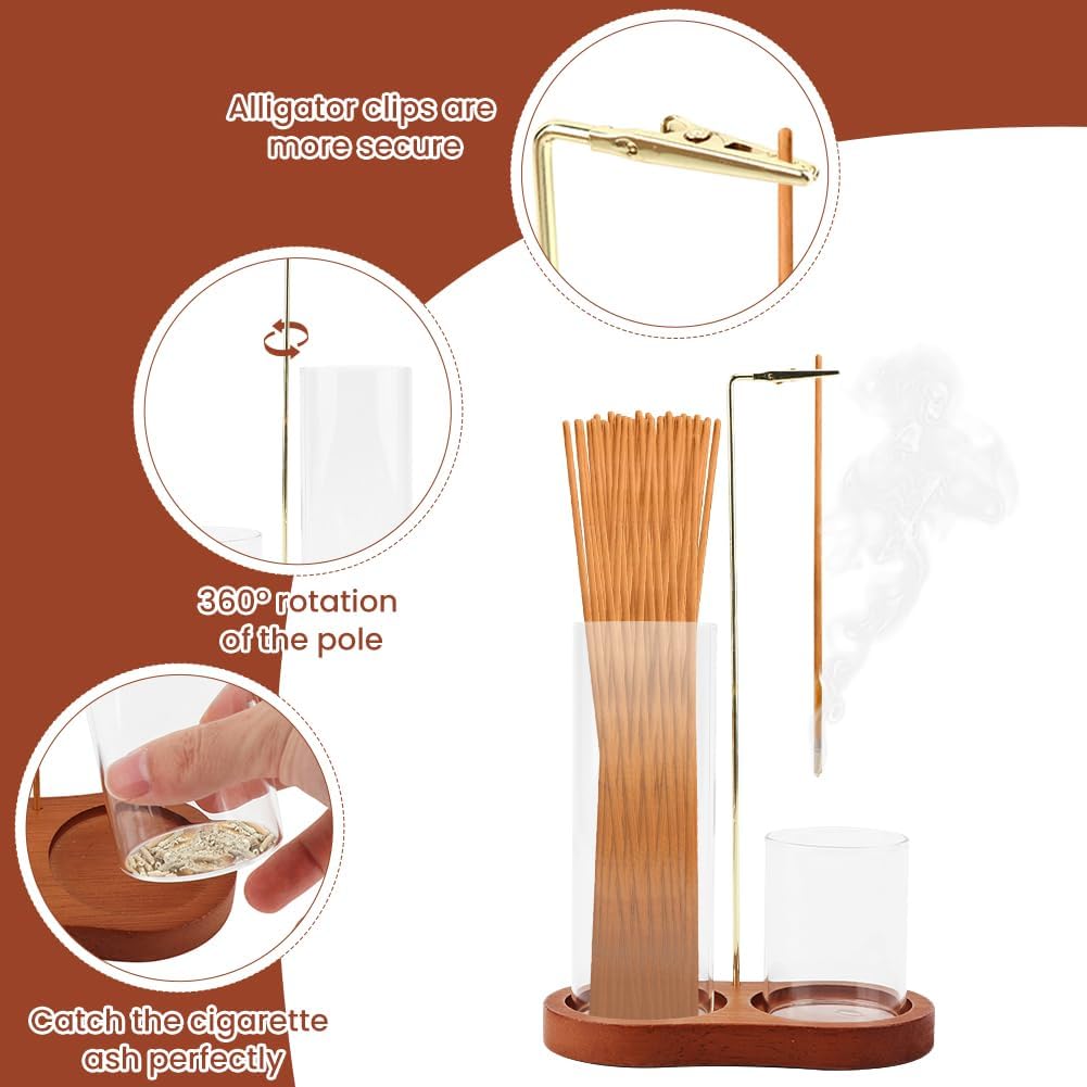 2 in 1 Glass Incense Holder, Incense Sticks Burner Holder with Storage
