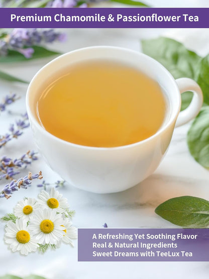 TeeLux Chamomile Passionflower Tea Bags, Smooth & Soothing Taste, 100 Count