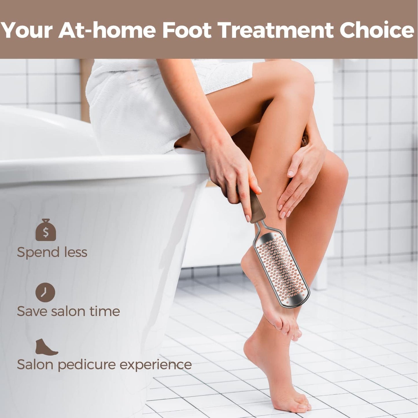Foot File Foot Scrubber Pedicure - Callus Remover for Feet Easkep Professional Grater Rasp Foot Scraper Corns Callous Removers Cracked Dead Skin Remover for Dry and Wet Feet (Golden)