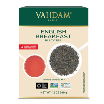 VAHDAM English Breakfast Tea Loose Leaf (12oz|170+ Cups) Bold Black Tea