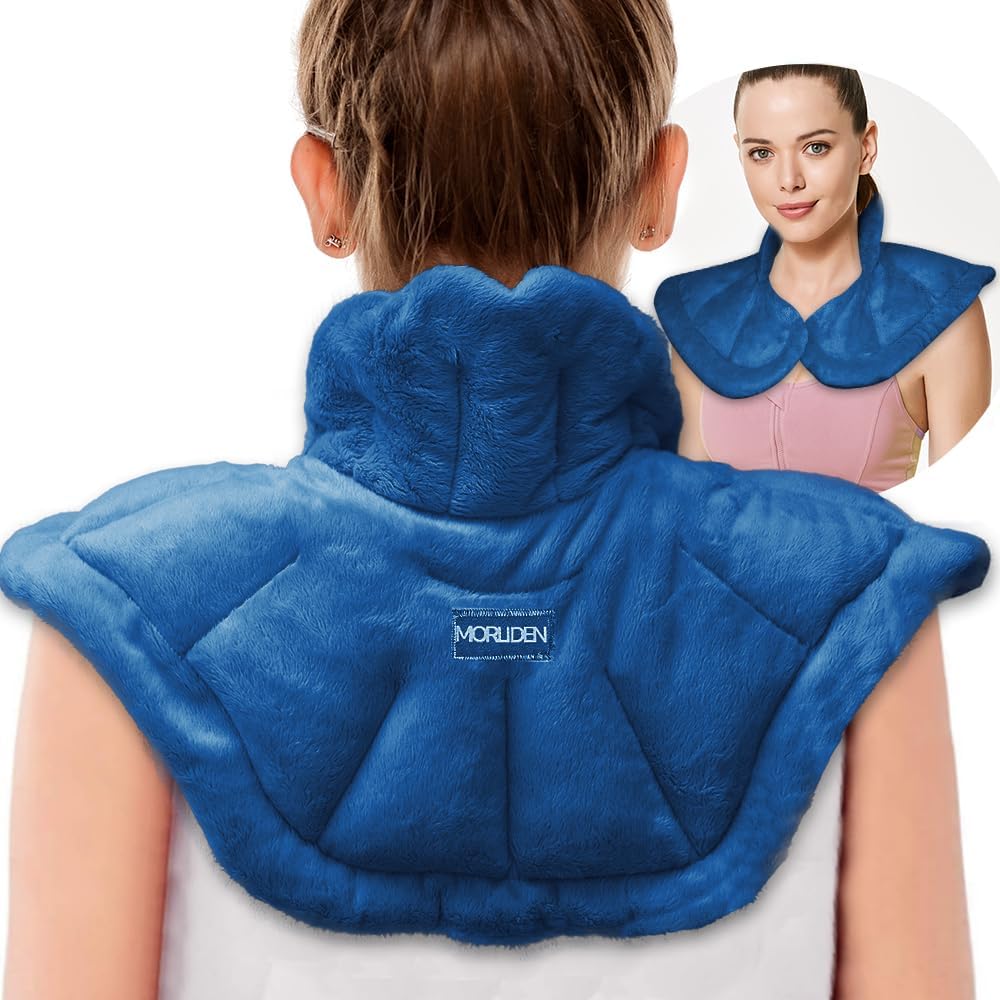 MORLIDEN Microwavable Heated Neck Wrap Warmer and Shoulder Weighted Heating Pad Microwave for Hot and Cold Compress - Dark Gray