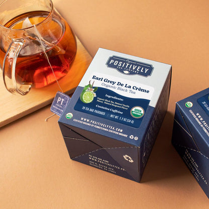 Positively Tea, Organic Earl Grey De La Crème Black Tea Bags, 20 Count