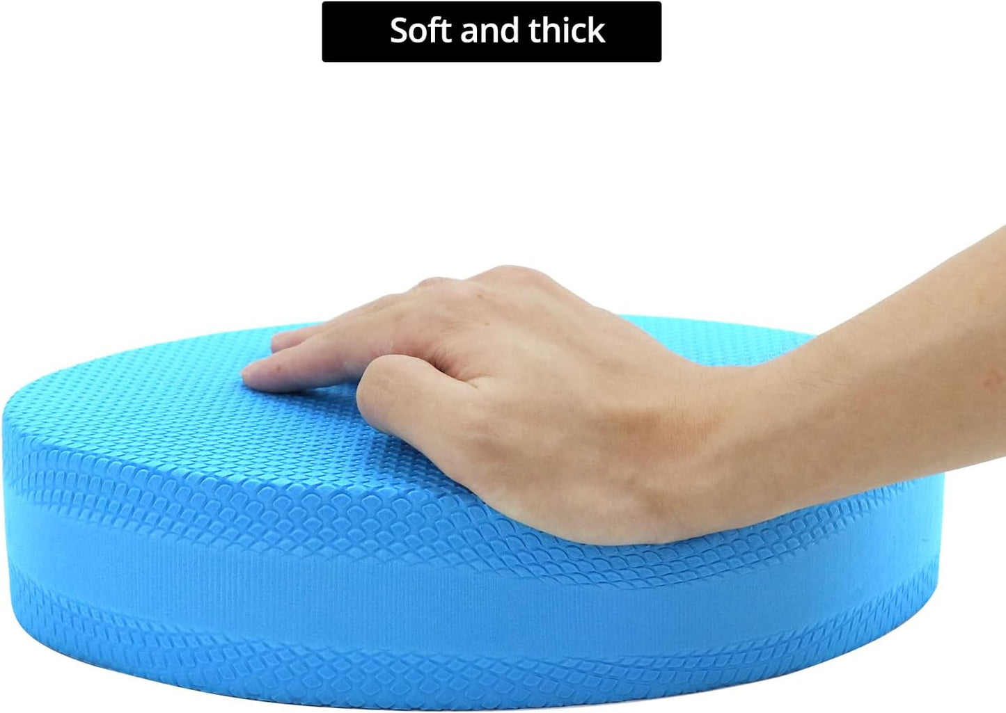 QWORK Stability Trainer Pad - Blue Foam Balance Exercise Cushion for Yoga, Pilates and Fitness - Improves Balance & Ankle Strength