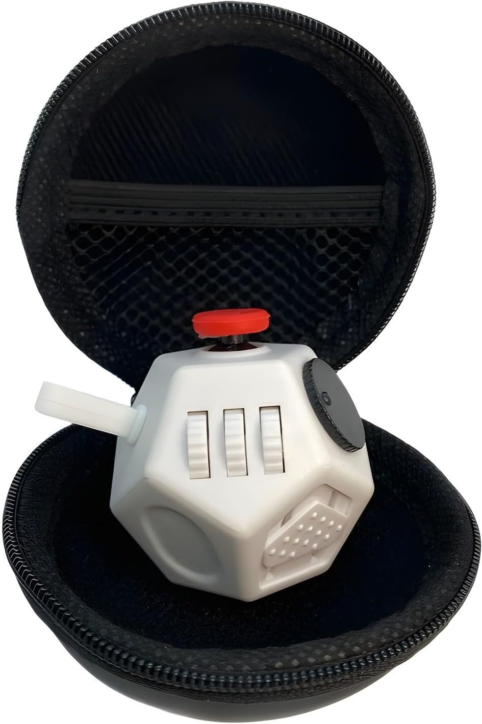 Small Fidget Toys Cube, Small Fidget Toy - 12 Sides Decompression Cube Anti Anxiety and Relief Stress Improve Focus Creative Unique Fidget Toy for Kids and Adults, with Carry Case(Black E1)