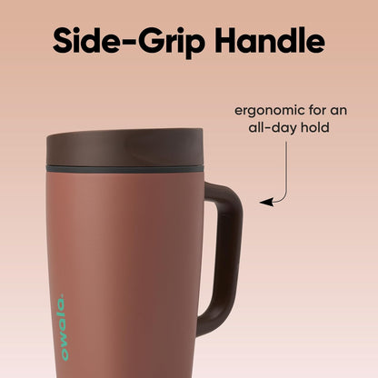 Owala SmoothSip Slider Insulated Stainless Steel Coffee Tumbler, Reusable Iced Coffee Cup, Hot Coffee Travel Mug, BPA Free 12 oz, Pink (Pucker Up)
