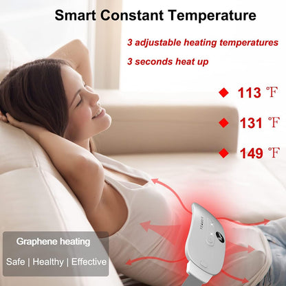 Portable Cordless Heating Pad, Electric Waist Belt Device, Fast Heating Pad with 3 Heat Levels and 3 Massage Modes, Back or Belly Heating Pad, Gift for Her, Women and Girl