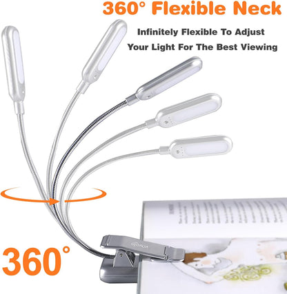 VAVOFO Clip On Book Light for Bed Kids, 7 LED Reading Light with 9-Level Warm Cool White Daylight, Eye Care Lamp with Power Indicator for Bookworms (Blue)
