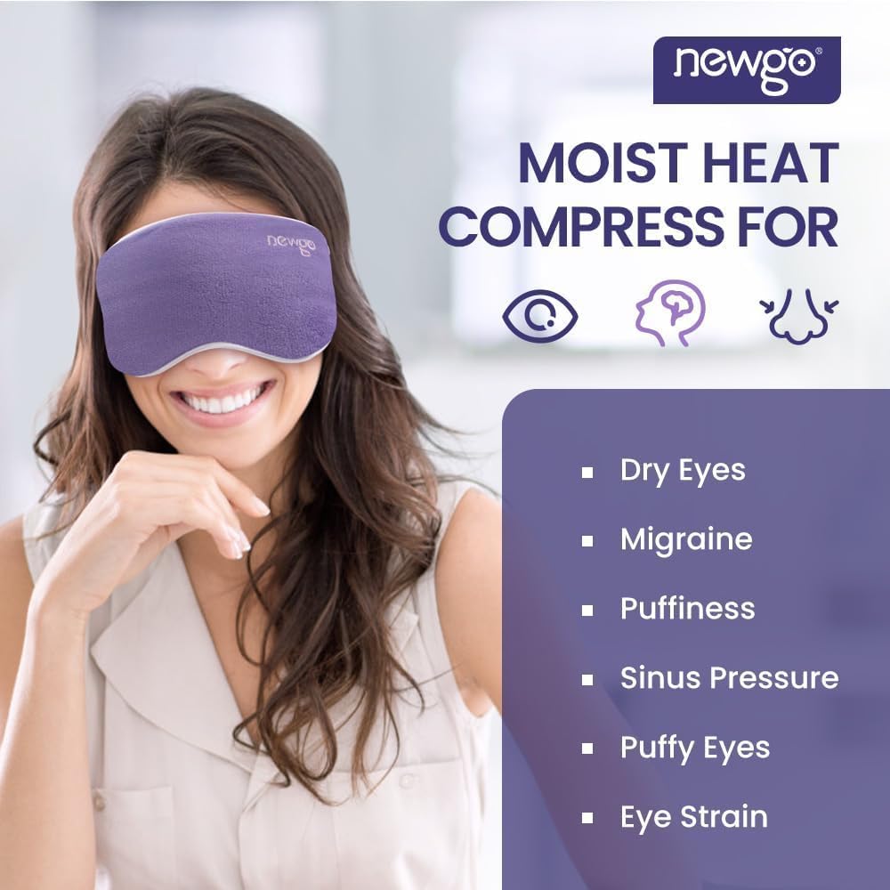 NEWGO Microwave Heated Eye Mask Soothing Relief for Dry Eyes, Heat Therapy Warm Eye Compress with Removable Cover for Stye, Blepharitis, Relaxation or Gift Choice - Blue