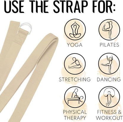TECEUM 2 IN 1 Yoga & Mat Strap for Stretching – Cotton – 6/8/10 ft