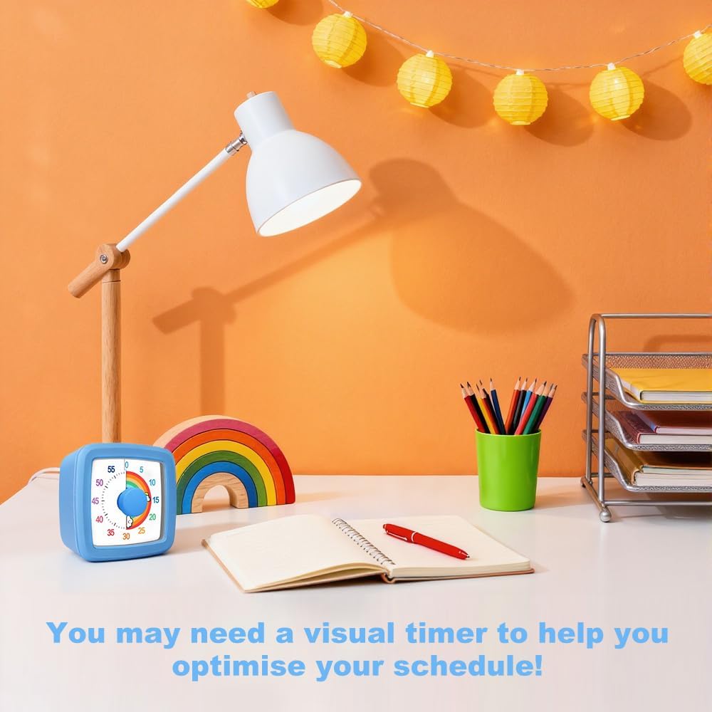 Visual Timer for Kids & Adults, 60 Minute Rainbow Countdown Timer, Time Management Tool for Classroom, Home, Kitchen, Office, School (Green-Round-Rainbow)