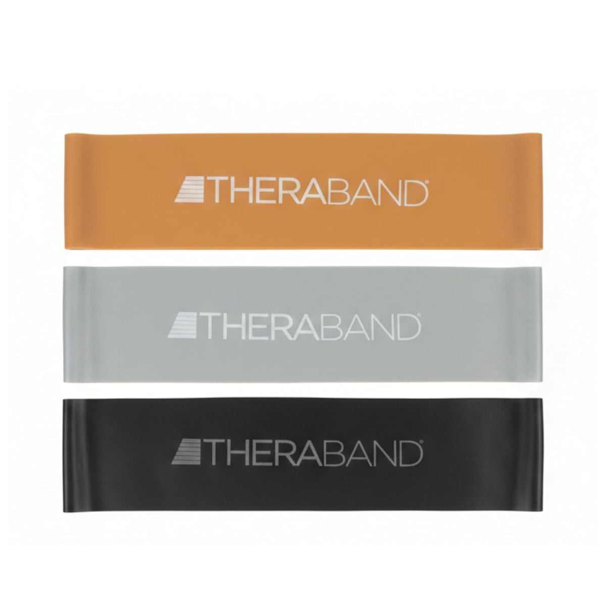 THERABAND Resistance Band Loop Set of 3, Exercise, 12", Black/Silver/Gold