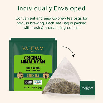 VAHDAM Organic Turmeric Ginger Herbal Tea Bags (100 Pyramid Tea Bags) Caffeine Free, Non GMO | 100% Pure Herbal Blend - Savory & Spicy, Plant-Based Teabags | Resealable Ziplock Pouch