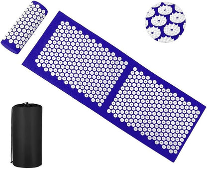 Organic Cotton Extra Long Acupressure Mat and Pillow Set – 50” Thicken Full Body Acupressure Massage Mattress with ABS Pressure Point Spikes for Back & Neck Pain Relief, Sciatica