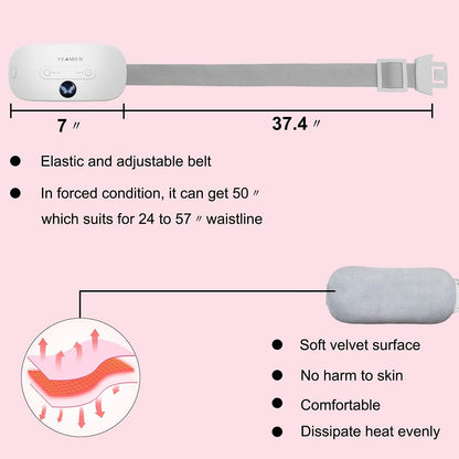 Portable Cordless Heating Pad, Electric Waist Belt Device, Fast Heating Pad with 3 Heat Levels and 3 Massage Modes, Back or Belly Heating Pad, Gift for Her, Women and Girl