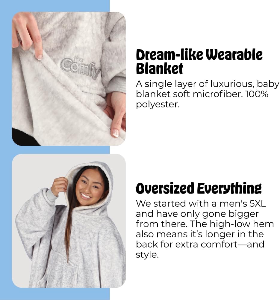 THE COMFY Dream | From Shark Tank | Patented | No Sherpa | Light Wearable Blanket Hoodie | Gift for Women & Men | One Size