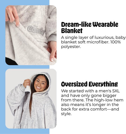 THE COMFY Dream | From Shark Tank | Patented | No Sherpa | Light Wearable Blanket Hoodie | Gift for Women & Men | One Size
