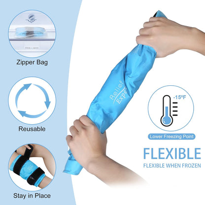 Relief Expert Knee Ice Pack Wrap Around Entire Knee, Large Ice Pack for Leg Soothing Discomfort, Reusable Ice Wraps with Cold Compress for Musclar Relaxation, Post-Workout Recovery,L