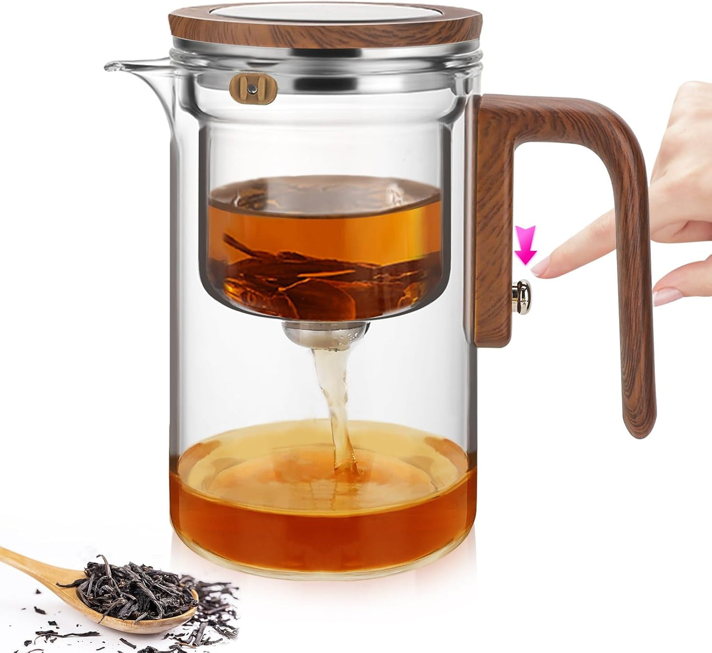 Enchanti Tea Pot, Glass Teapot with Removable Infuser, Magnetic Loose Leaf Tea Steeper, Magic Witchcraft Tea Pot with Strainer for Water Separation, Gift Package, 27oz/800ml