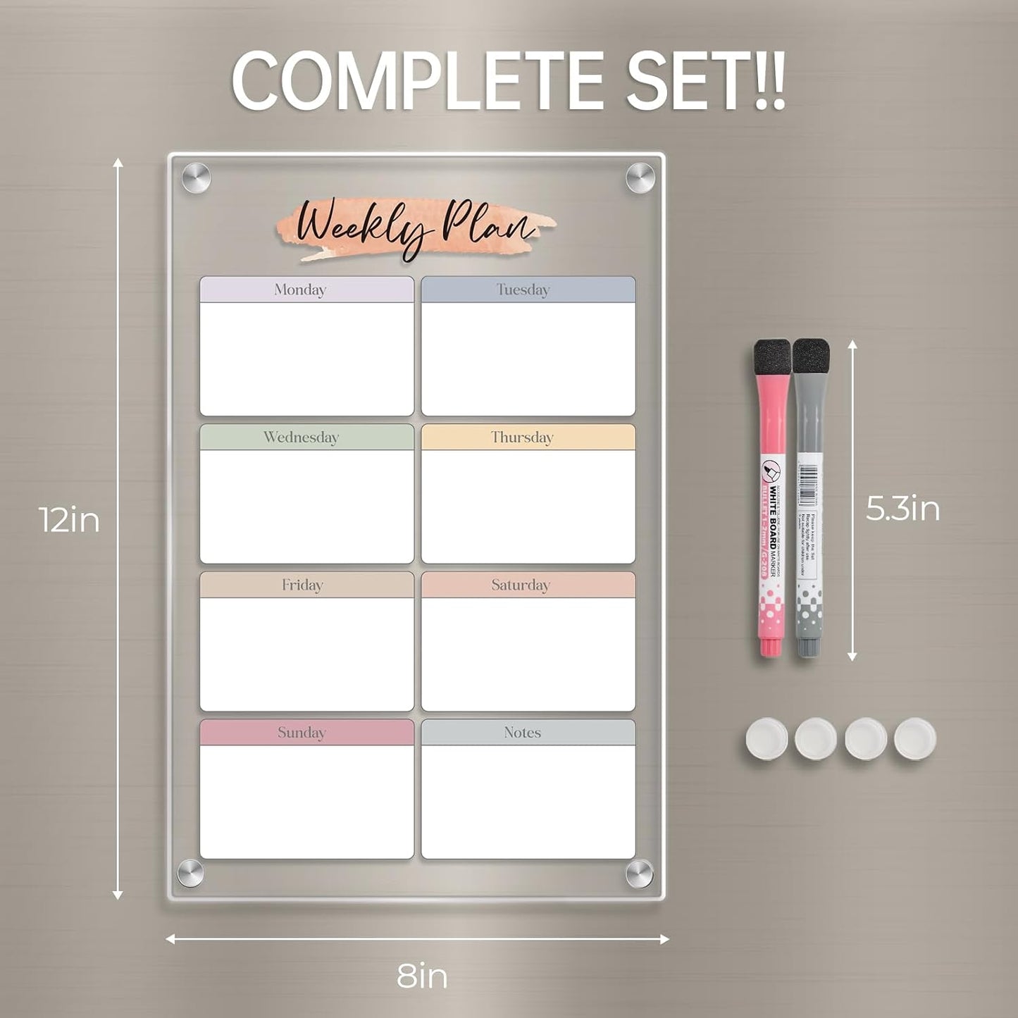 Acrylic Magnetic Kids Chore Board & Star Reward Jar - Dry Erase Fridge Calendar with Erasable Markers, Wooden Stars & DIY Stickers for Visual Schedule, Behavior Tracking & Potty Training Toddlers