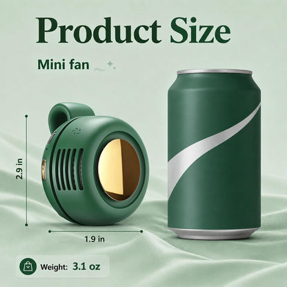 Portable Clip-On Fan, Mini Bladeless Waist Fan, 5100RPM 25dB Ultra-Quiet 3-Speed Rechargeable Small Whirlwind Fan, Hands-Free Personal Cooling for Outdoor Travel Office Camping with USB-C