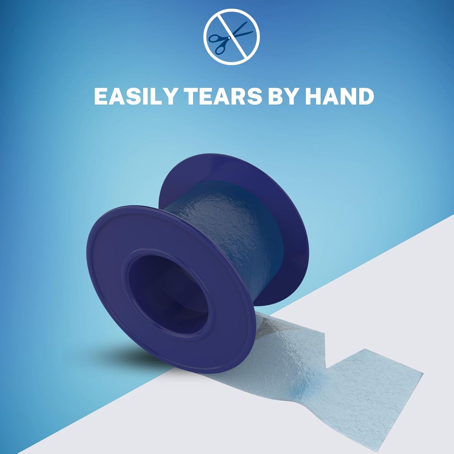 Niveus Gentle Silicone Tape Strips - Dentist Developed, Clear Soft Perforated Silicone Adhesive, FSA HSA Approved, for Sensitive Skin (1 Blue Tape Roll)