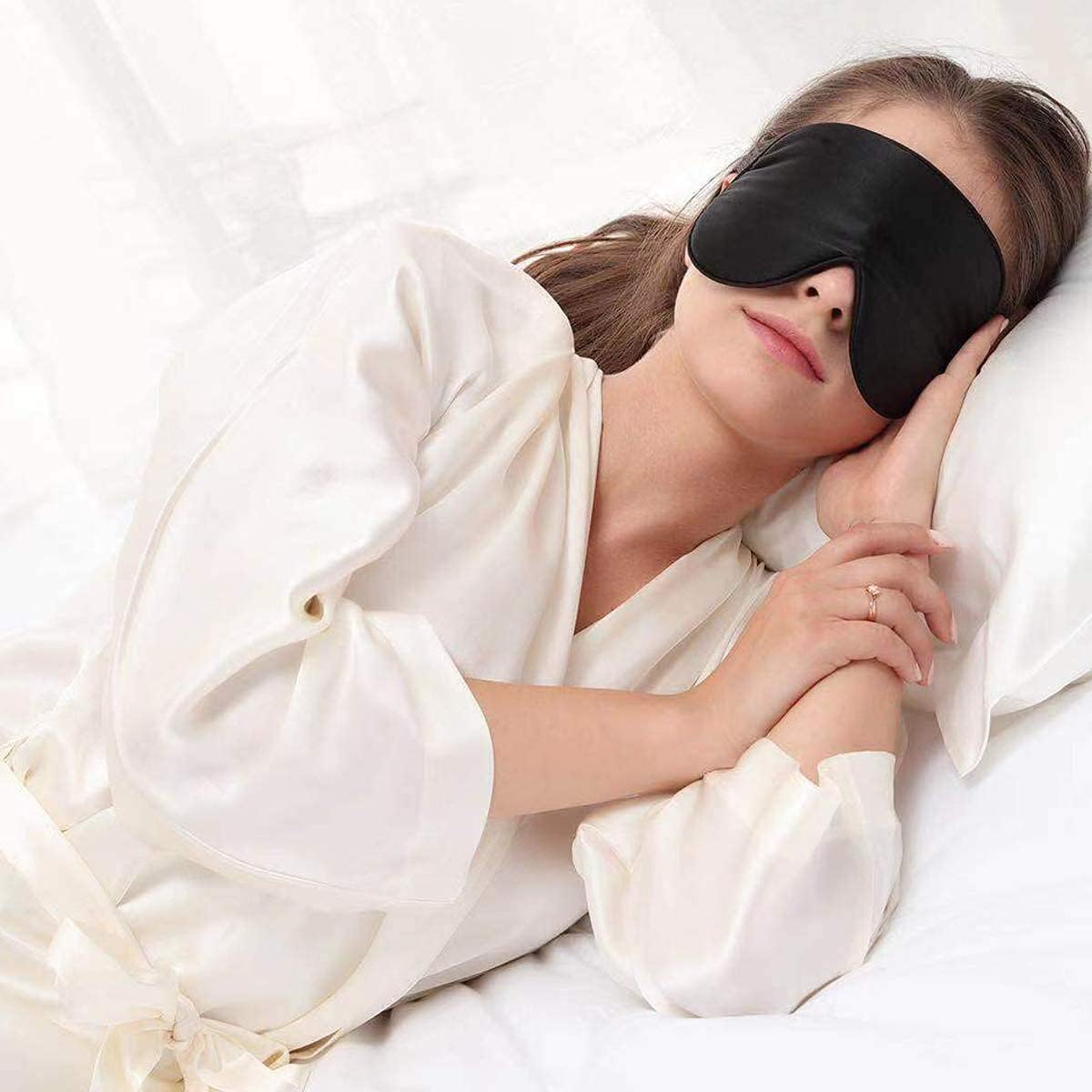Alaska Bear Sleep Mask Silk Eye Cover with Shaped Pad, Machine Washable | Pressure-free Sleeping, Foam Insert, Upgrade Contour Over Conventional Flat Satin Eye Masks