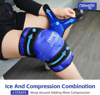 NEWGO Knee Ice Pack Wrap, Ice Pack for Knees Cold Compression Therapy for Knee Replacement Surgery, Arthritis Pain, ACL, Swelling, Sports Injuries (21.7" x 9.8") - Blue