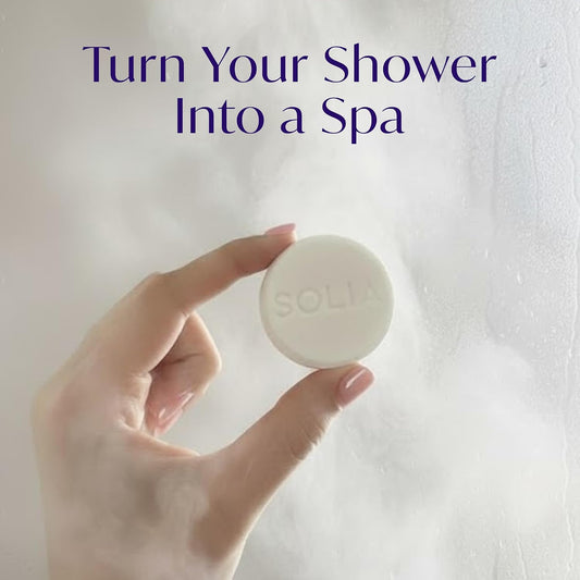 Solia Natural Lavender Shower Steamers - Patent-Pending - Real Essential Oil Lavender Tablets, Spa Steamers Aromatherapy, 7-Pack