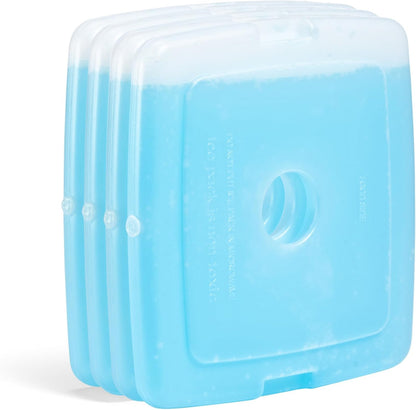 Cool Coolers by Fit + Fresh, 4 Pack Slim Ice Packs, Space Saving Reusable Ice Packs for Lunch Boxes or Coolers