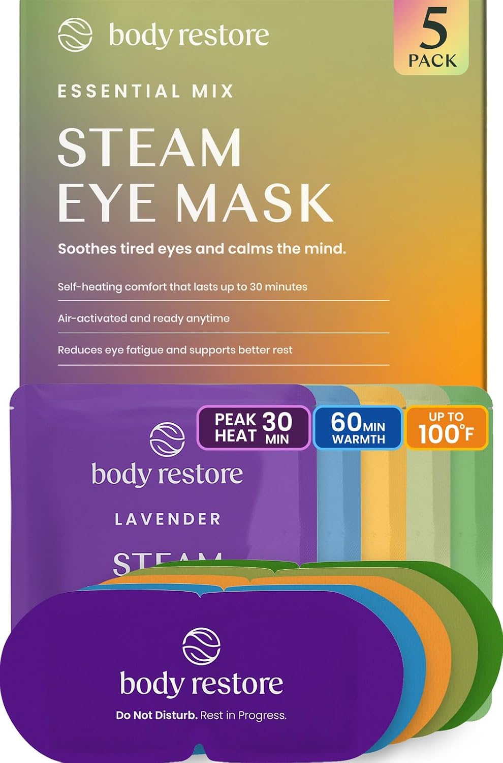 Body Restore Heated Eye Mask for Dry Eyes 30 Pack – Fathers Day Gift for Dad, Birthday Gifts for Women and Men, Self Heating Warm Compress, Relaxation – Variety