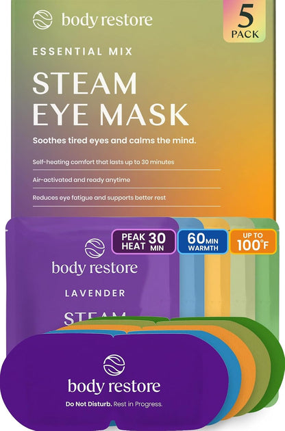 Body Restore Heated Eye Mask for Dry Eyes 30 Pack – Fathers Day Gift for Dad, Birthday Gifts for Women and Men, Self Heating Warm Compress, Relaxation – Variety