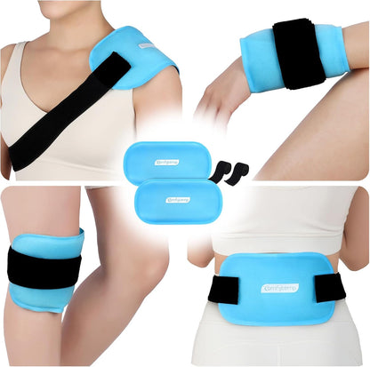 Comfytemp Gel Ice Packs for Injuries Reusable, FSA Eligible HSA, Hot Cold Compress Soft Ice Packs, Pain Relief for Ankles, Knees, Wrist, Shoulders, Back and More, Recovery Items for Men Women, 2Packs