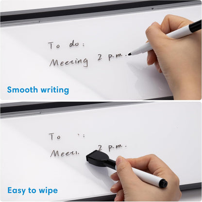 Varhomax Glass Weekly Dry Erase Desk White Board, Desktop to Do List Planner Whiteboard Calendar with Storage Caddy Memo for Home and Office, White