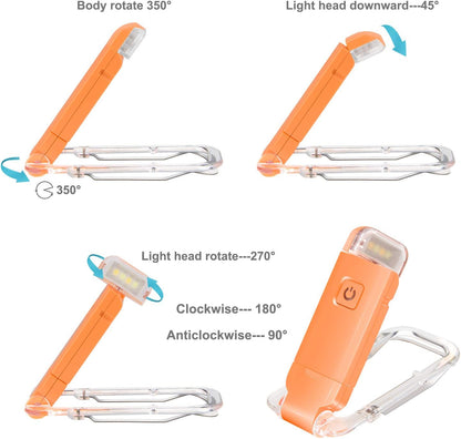 HONWELL Rechargeable Book Light, Clip On LED Reading Lights for Kids Reading in Bed, 3 Brightness Levels Dimmable Bookmark Light for Eye-Protection, Portable Reading Lamp for Bookworms, Travel(Orange)