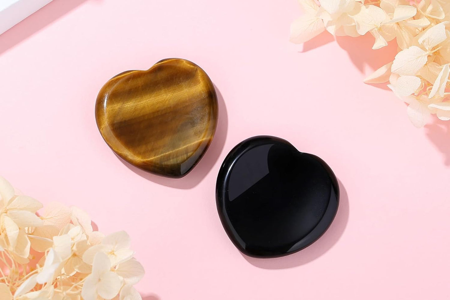 YATOJUZI Thumb Worry Stones for Anxiety Stress Relief Items Healing Crystals Natural Amethyst Rose Quartz Crystal Palm Pocket Stone Gemstones Meditation Reiki Spiritual Gifts for Women Men 2PCS