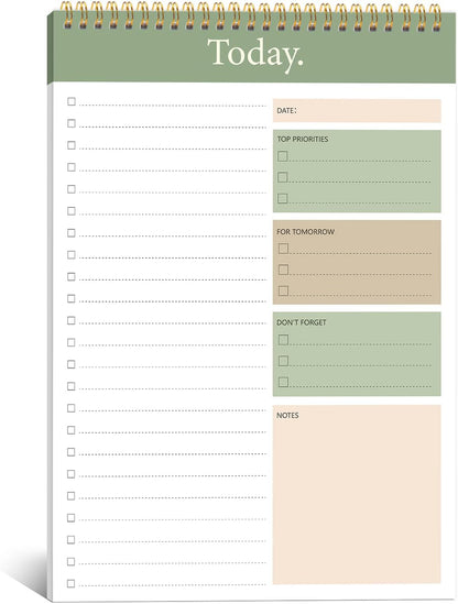 To Do List Notepad - Daily Planner Notepad 104 Pages Task Planner, 6.7" x 9.8" Double Sided Spiral Notebook with Checklist Productivity Planning Pad for Work Office Home-Pink
