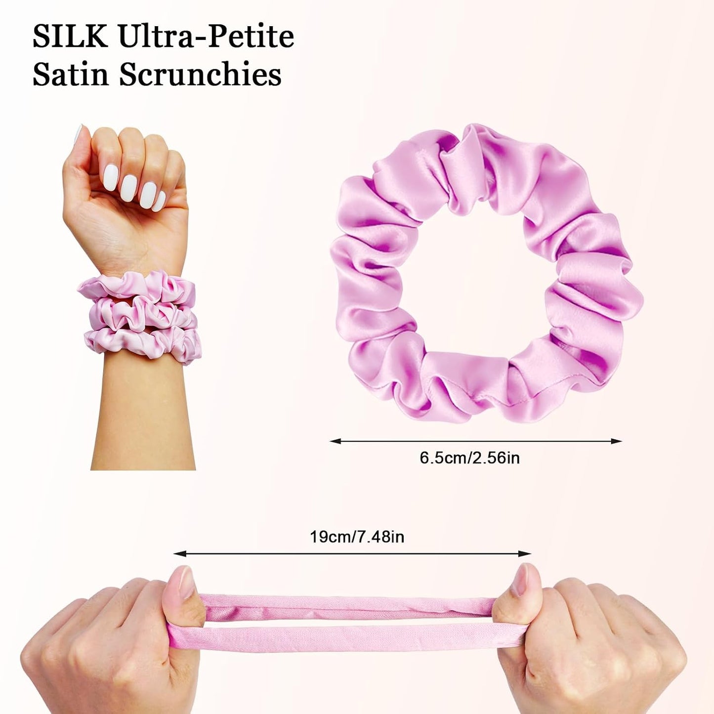 Satin Scrunchies for Women – 8PCS Blush & Brown Silk Hair Ties Set – No Crease, Frizz-Free, Gentle Elastic Hair Bands, Soft & Stylish Everyday Hair Accessories Gifts